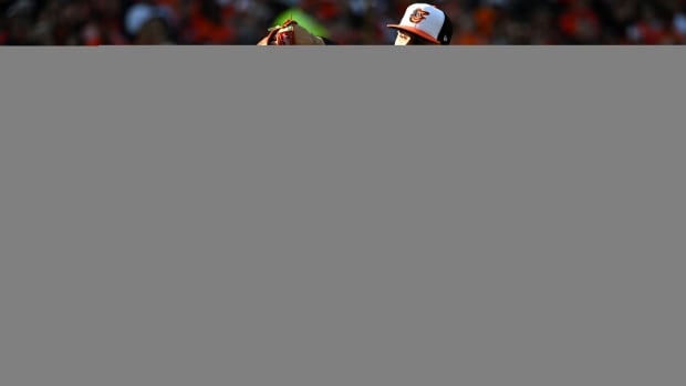 Oct 7, 2023; Baltimore, Maryland, USA; Baltimore Orioles relief pitcher DL Hall (24) throws a pitch during the sixth inning against the Texas Rangers in game one of the ALDS for the 2023 MLB playoffs at Oriole Park at Camden Yards. Mandatory Credit: Tommy Gilligan-USA TODAY Sports